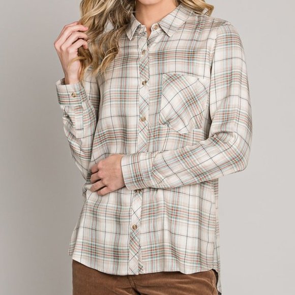 Last 1! NWT Soft Plaid Button-down Shirt - Picture 4 of 4
